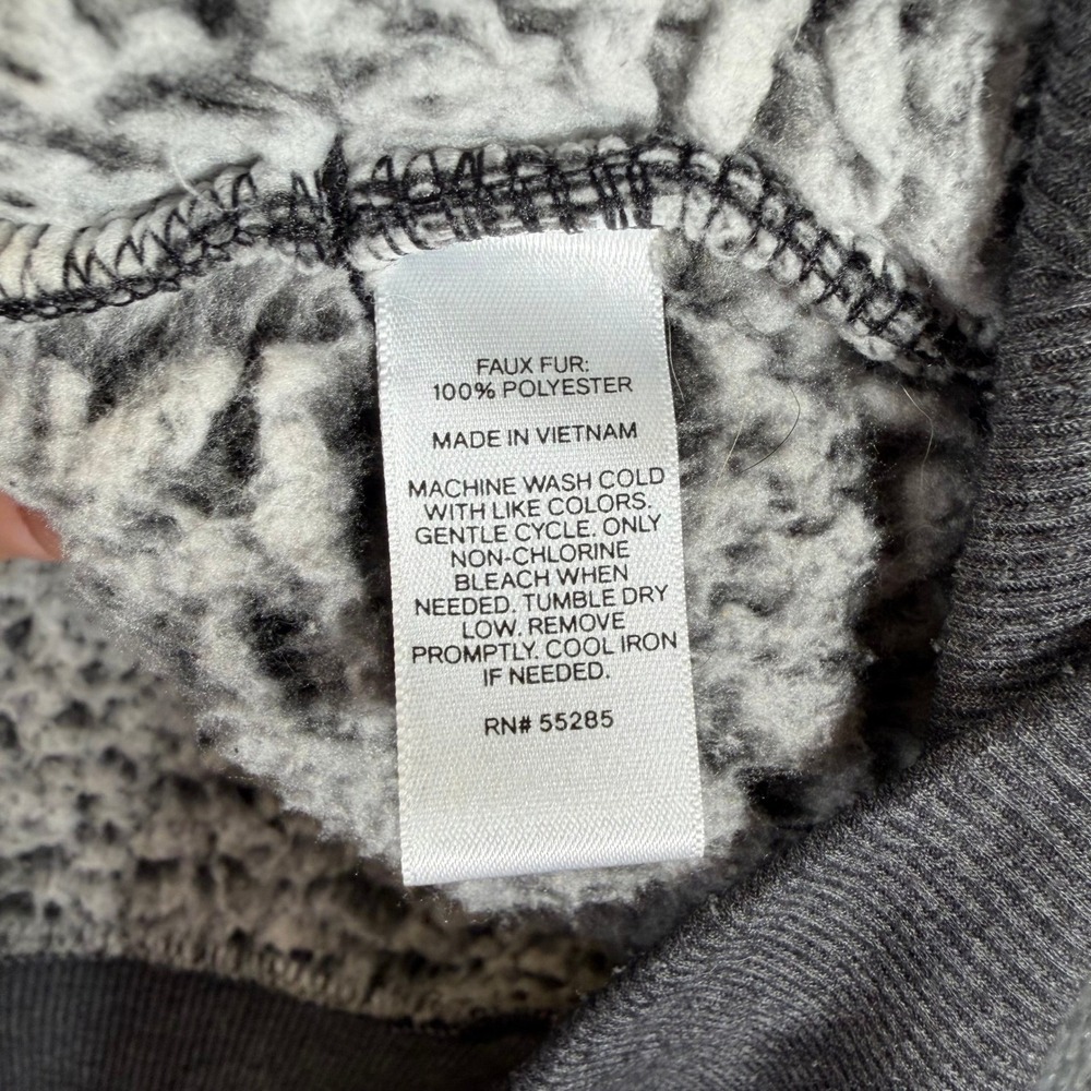 Express Mens Gray Sherpa Fleece Quarter Zip Pullover‎ Faux Fur Jacket XS #3606 - Picture 6 of 7